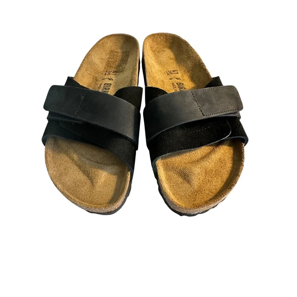 Birkenstock Oita Suede Slide Sandals Size 41 Narrow Black Adjustable‎ Strap NEW